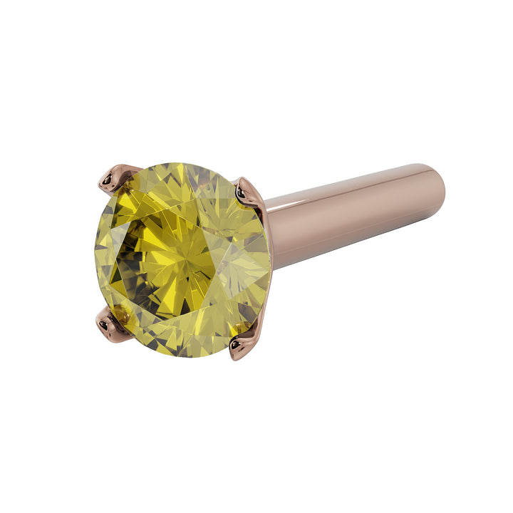 2.5mm Yellow Diamond Prong Nose Ring Stud