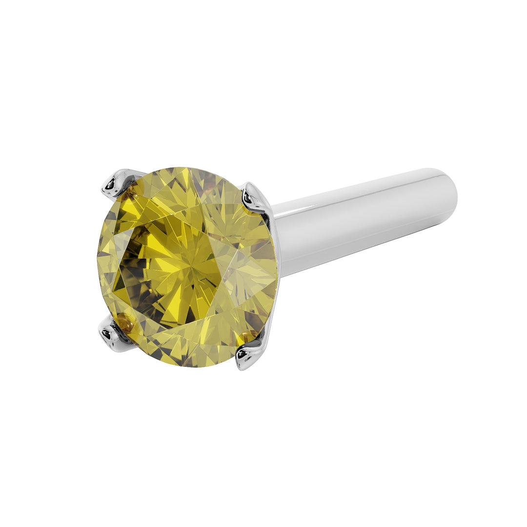 2.5mm Yellow Diamond Prong Nose Ring Stud