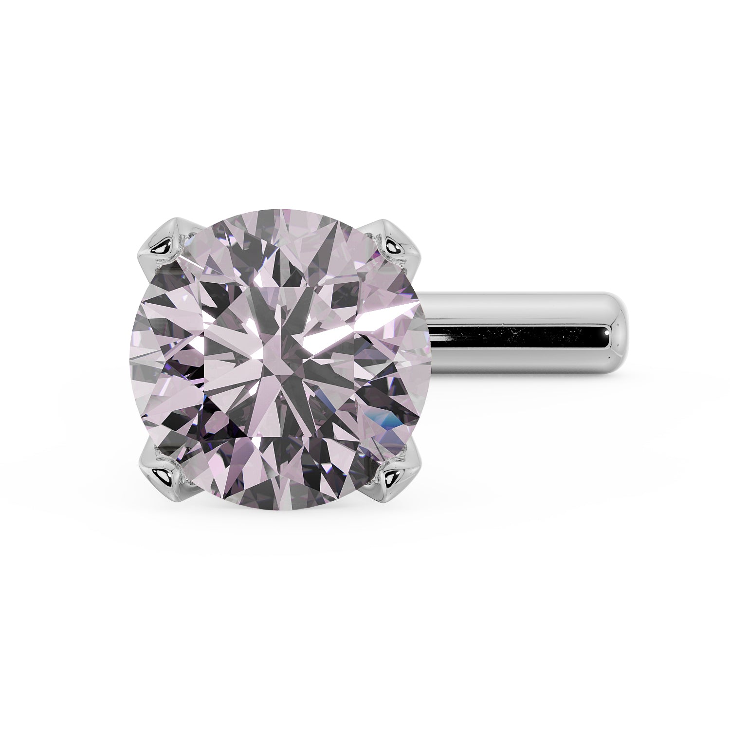 3mm Pink Diamond Prong Nose Ring Stud