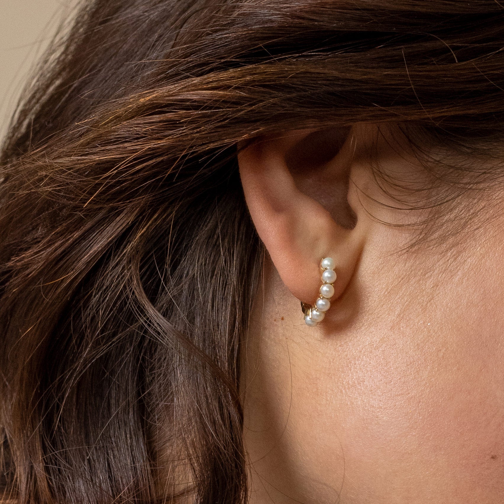 Freshwater Pearl 14k Gold Huggie Hoop Earrings