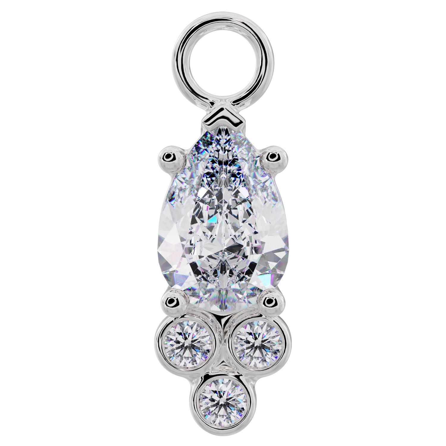Pear with Tiny Diamonds Charm Accessory for Piercing Jewelry-Cubic Zirconia   950 Platinum