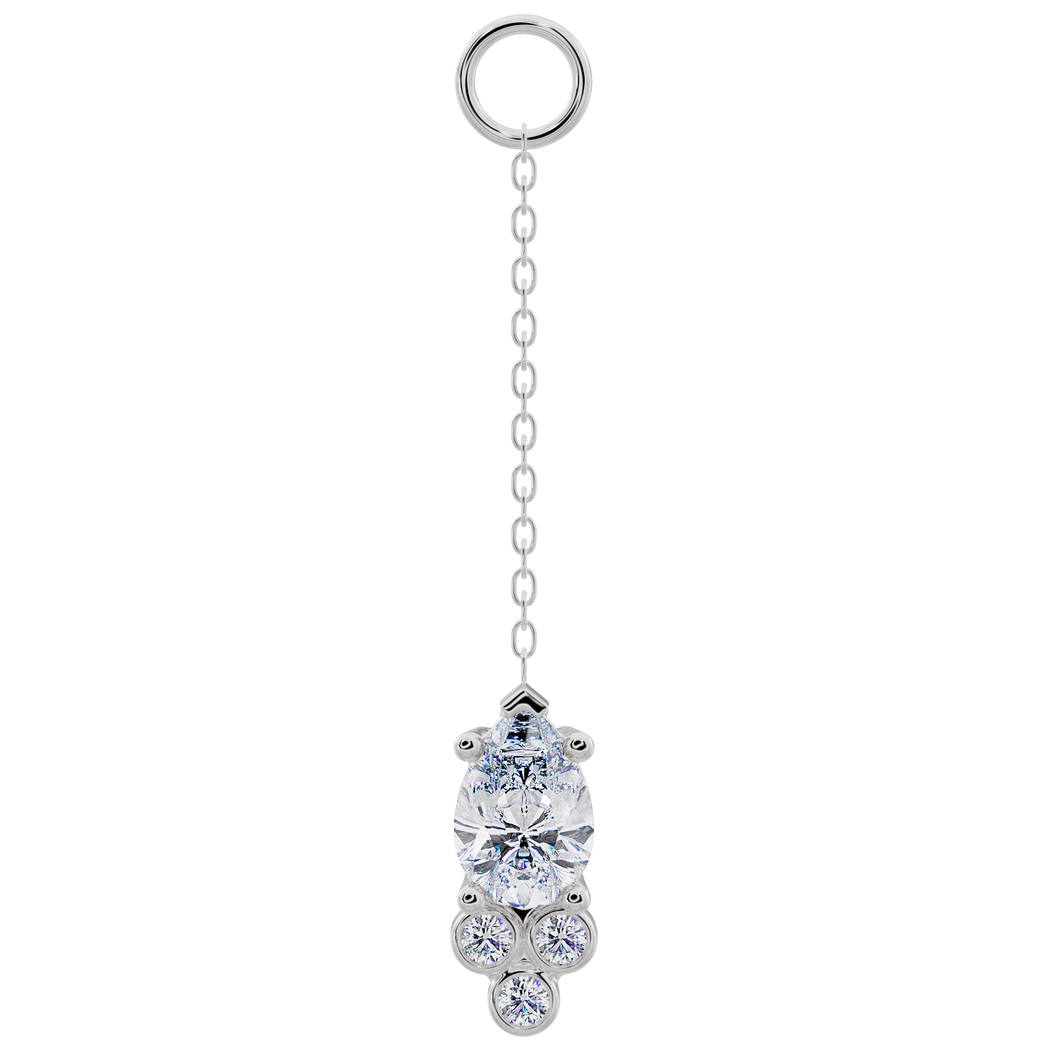 Pear with Tiny Diamonds Chain Accessory-Cubic Zirconia   Long   950 Platinum