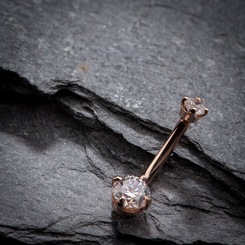 10K Solid Gold CZ Pavé Ball Belly Button Ring - 14G 10K Solid Gold CZ Pavé Ball Belly Button Ring - 14G