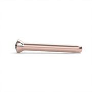 14k rose gold diamond bezel nose stud, straight pin post style, side profile view