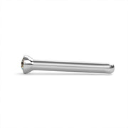 Platinum diamond bezel nose stud, straight pin post style, side profile showing post length