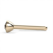 14k yellow gold 2.5mm diamond nose stud straight pin post style, side angle showing full post length