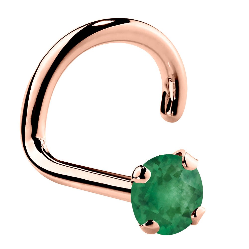 Genuine Emerald 14K Gold Nose Ring-14K Rose Gold   Twist   2mm (standard)
