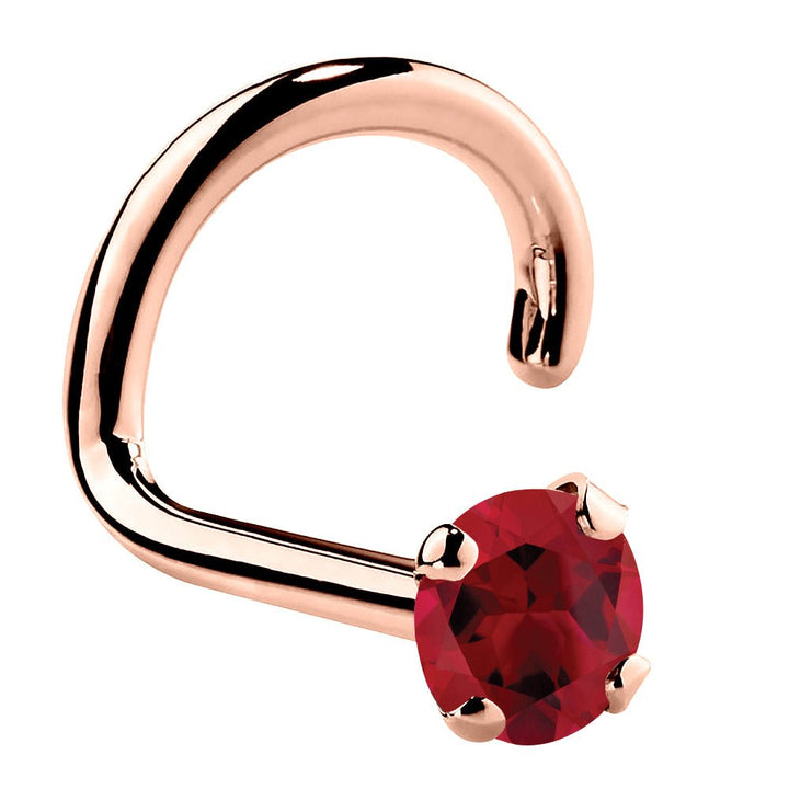 Genuine Ruby 14K Gold Nose Ring-14K Rose Gold   Twist   2mm (standard)