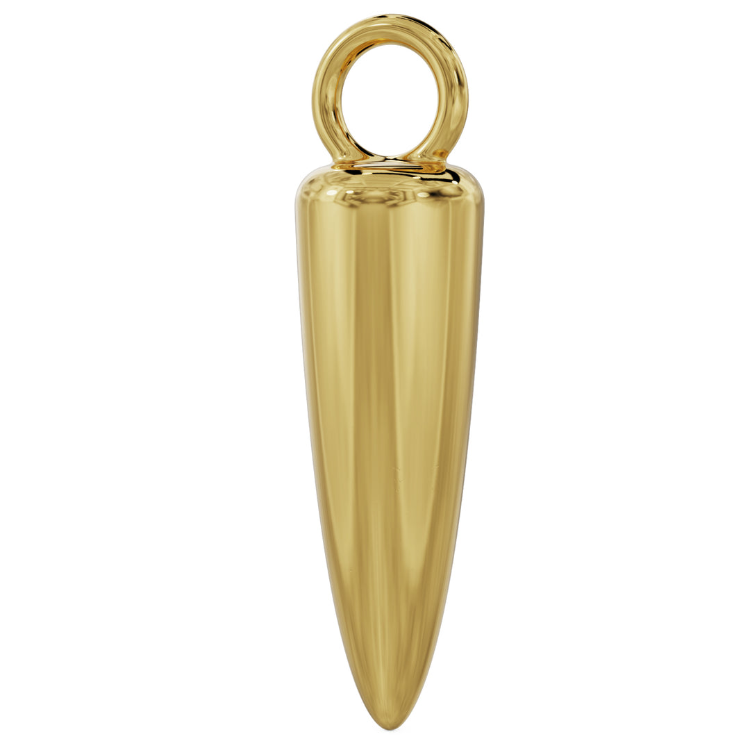 Side View 14k Gold - Long Spike Charm Accessory for Piercing Jewelry