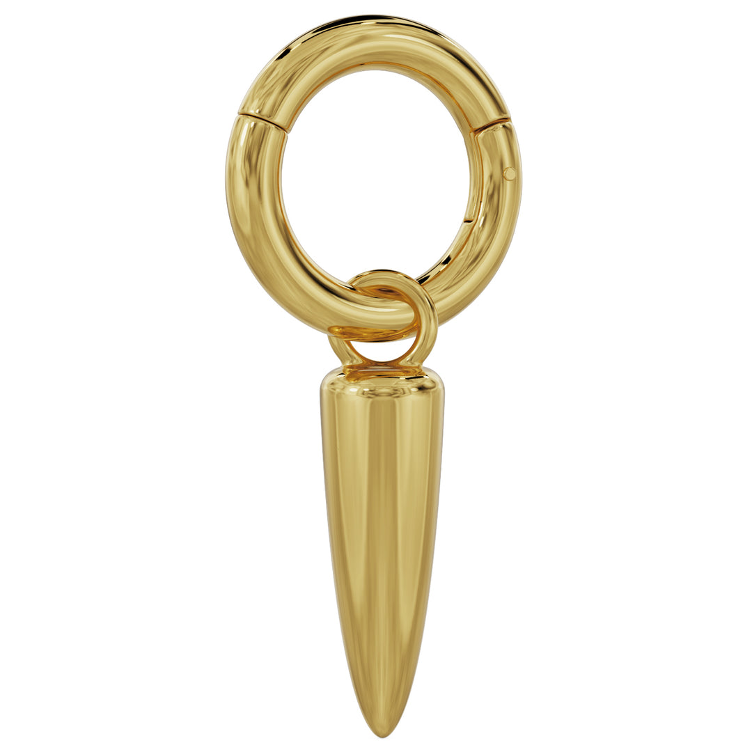 Clicker Ring & 14k Gold - Long Spike Charm Accessory for Piercing Jewelry