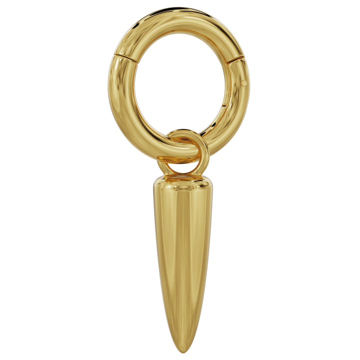 Clicker Ring & 14k Gold - Long Spike Charm Accessory for Piercing Jewelry