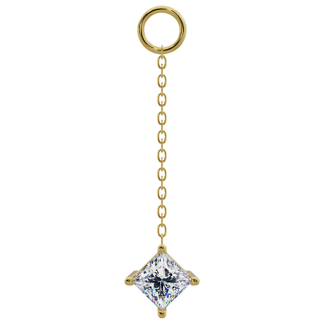 Princess Diamond or CZ Chain Accessory-Diamond   Long   14K Yellow Gold