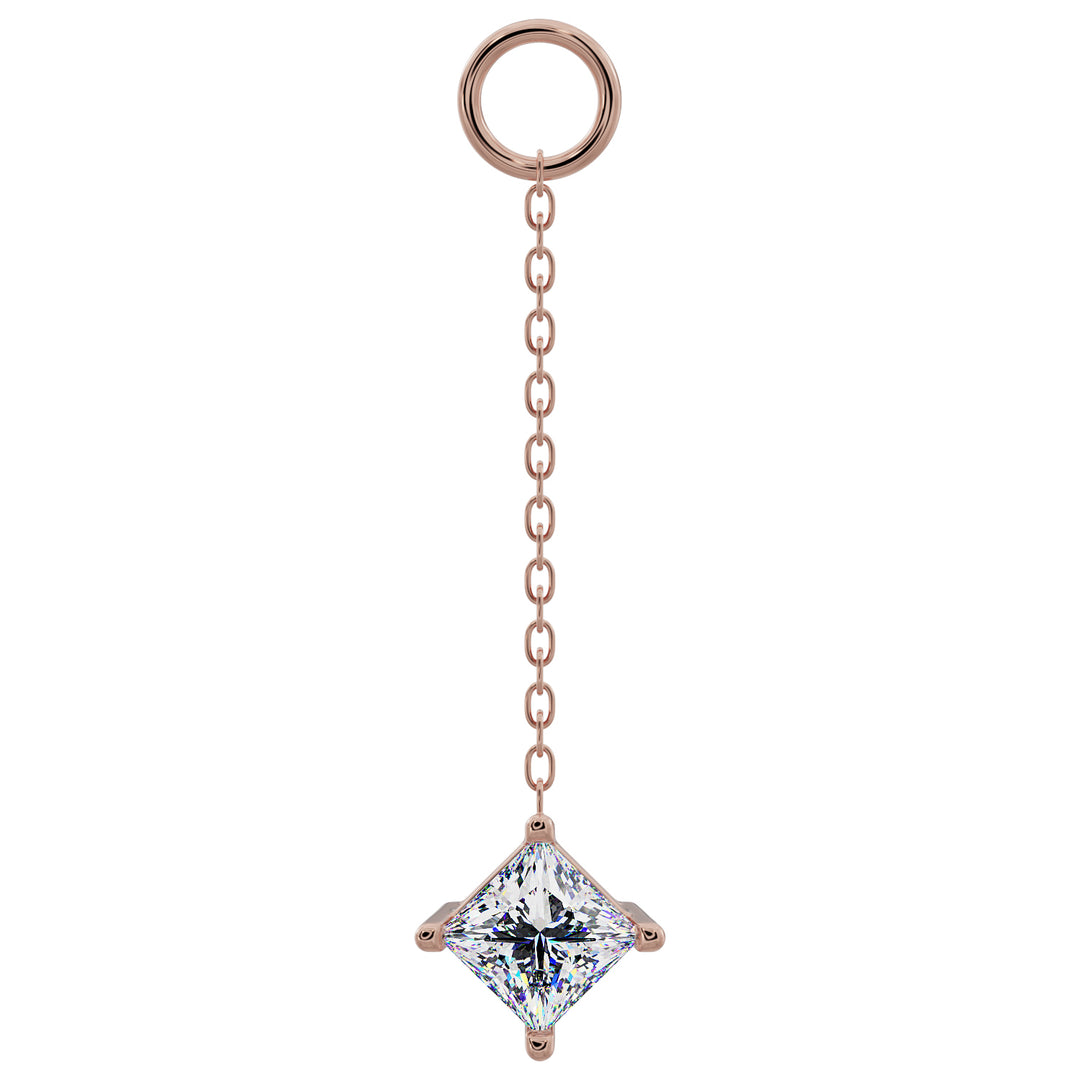 Princess Diamond or CZ Chain Accessory-Diamond   Long   14K Rose Gold