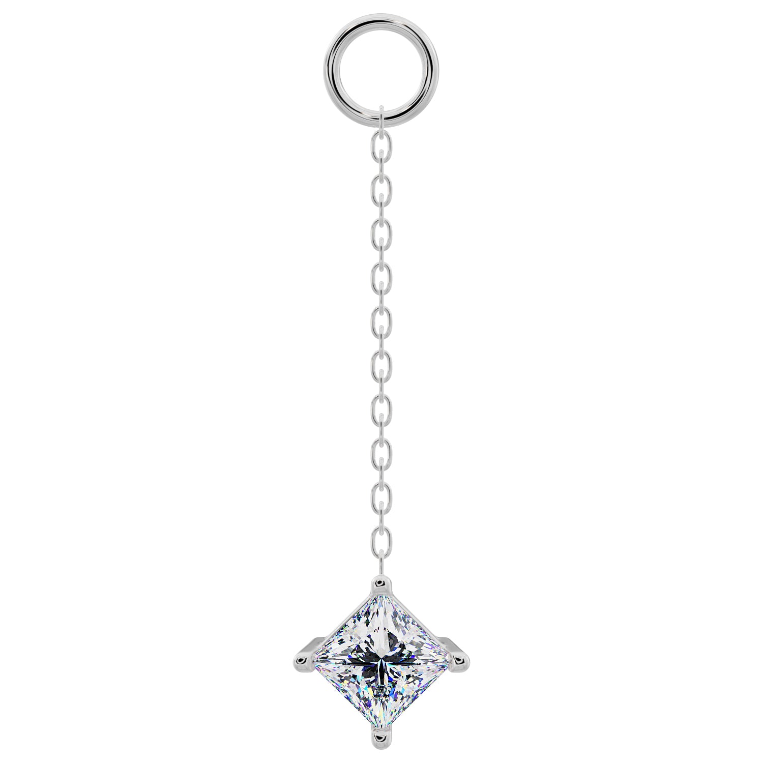 Princess Diamond or CZ Chain Accessory-Diamond   Long   950 Platinum