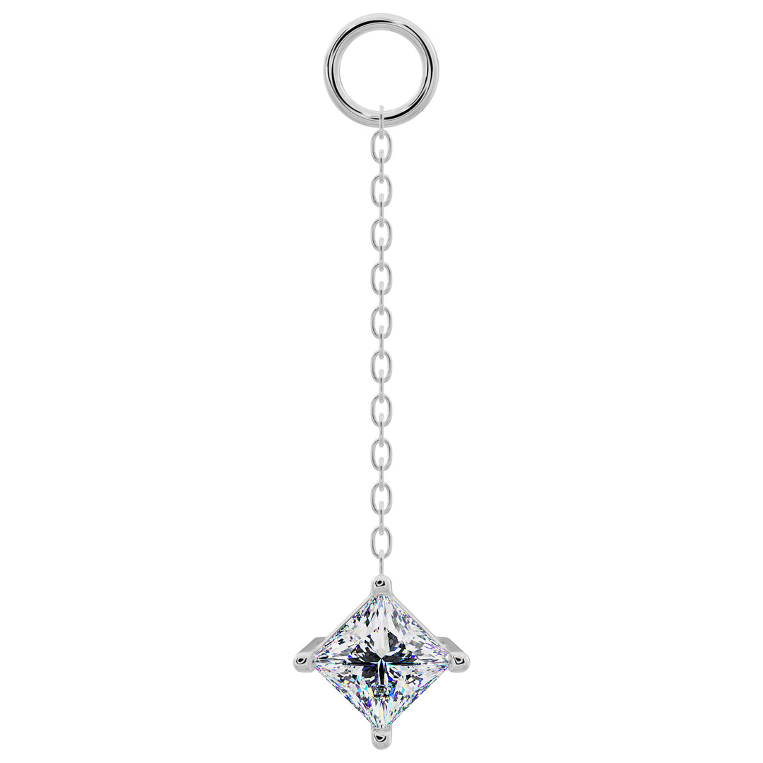 Princess Diamond or CZ Chain Accessory-Diamond   Long   950 Platinum