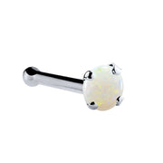 Platinum genuine opal nose bone, 1.5mm tiny opal with platinum prongs and ball-end post