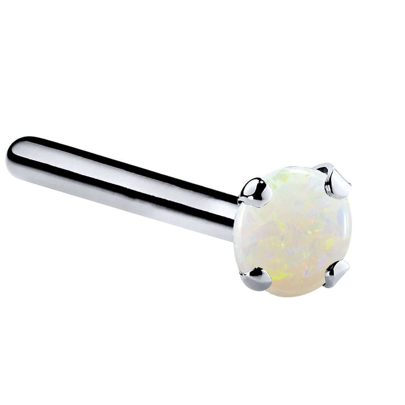 Platinum genuine opal nose ring straight pin post, 2mm standard opal cabochon in platinum