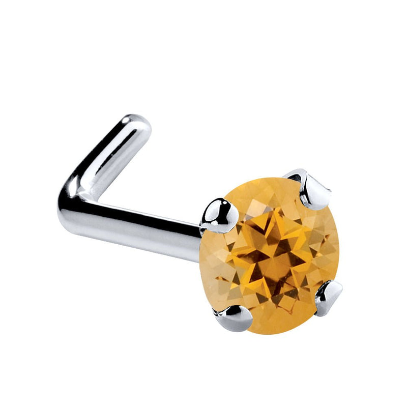 Genuine Citrine 14K Gold Nose Ring