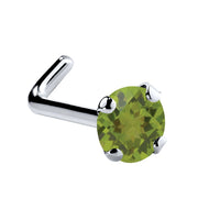 Genuine Peridot 14K Gold Nose Ring