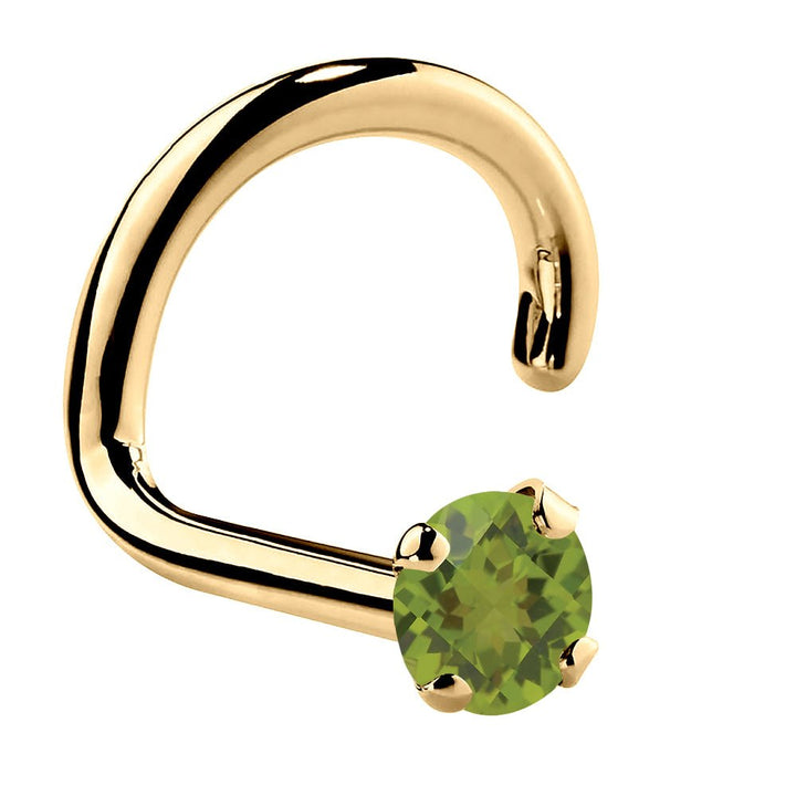 Genuine Peridot 14K Gold Nose Ring-14K Yellow Gold   Twist   1.5mm (tiny)