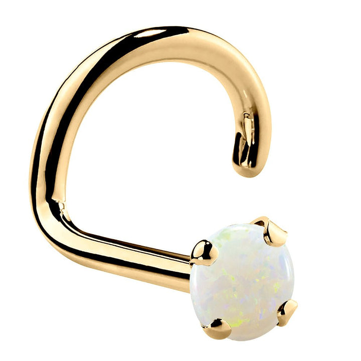 Genuine Opal 14K Gold Nose Ring-14K Yellow Gold   Twist   2mm (standard)