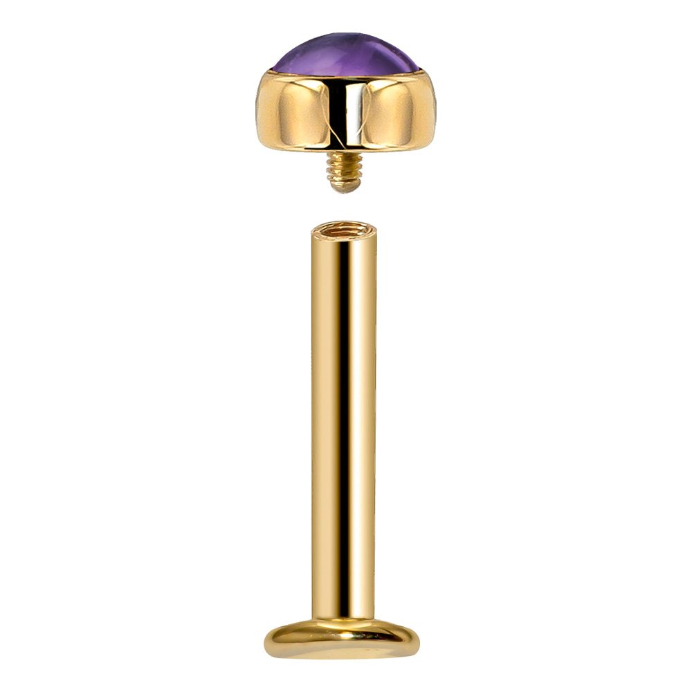 3mm Amethyst Cabochon Lip Tragus Nose Cartilage Flat Back Earring