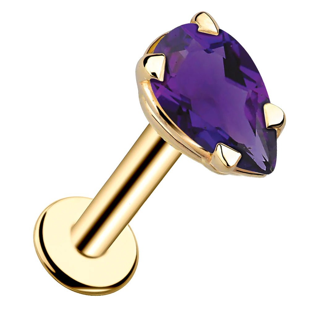 Amethyst Pear Shaped Flat Back Earring