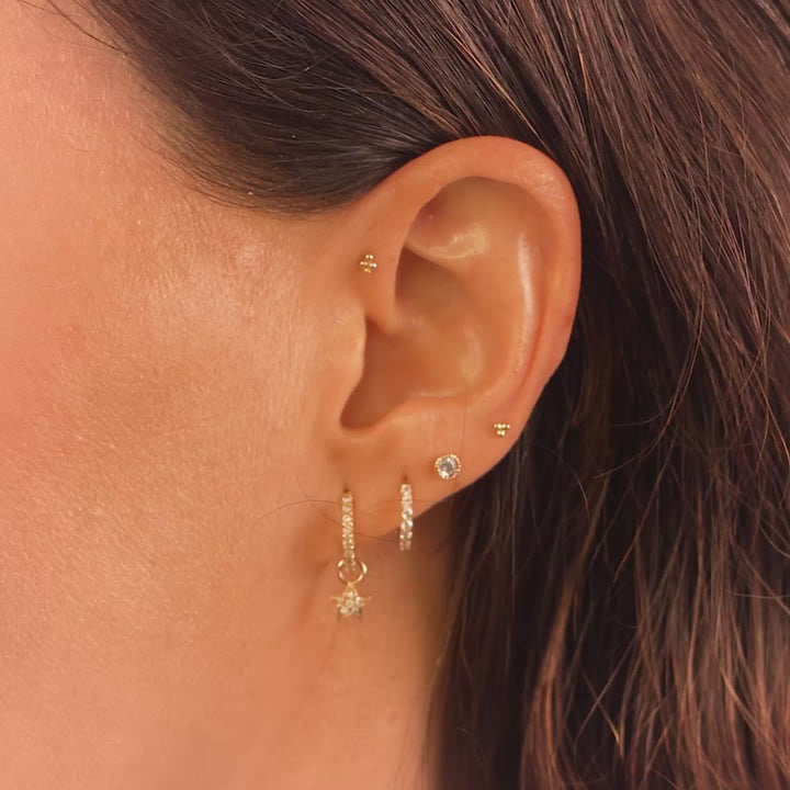 Diamond Infinity Hoop Cartilage Earring 14k Gold Clicker Ring