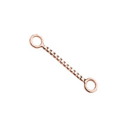 14k rose gold 12mm box chain piercing connector with octagonal and round ring ends, product view