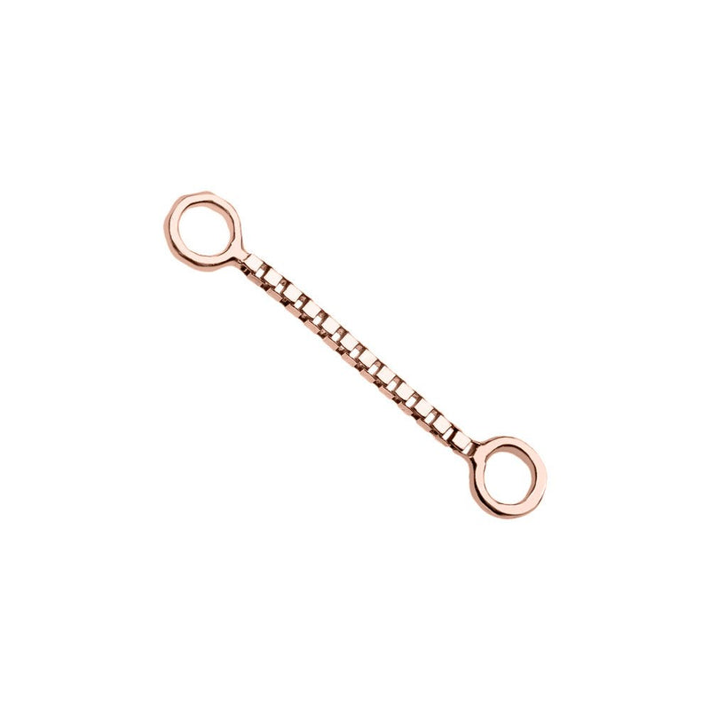 14k rose gold 12mm box chain piercing connector with octagonal and round ring ends, product view