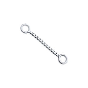 14k white gold 12mm box chain piercing connector with octagonal and round ring ends shown
