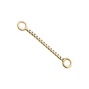14k yellow gold 12mm box chain piercing connector, slightly longer than 10mm, diagonal view