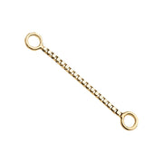 14k yellow gold 14mm box chain piercing connector with polished box links, diagonal product view