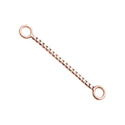 14k rose gold 16mm box chain piercing connector, mid-length option in warm blush gold tone