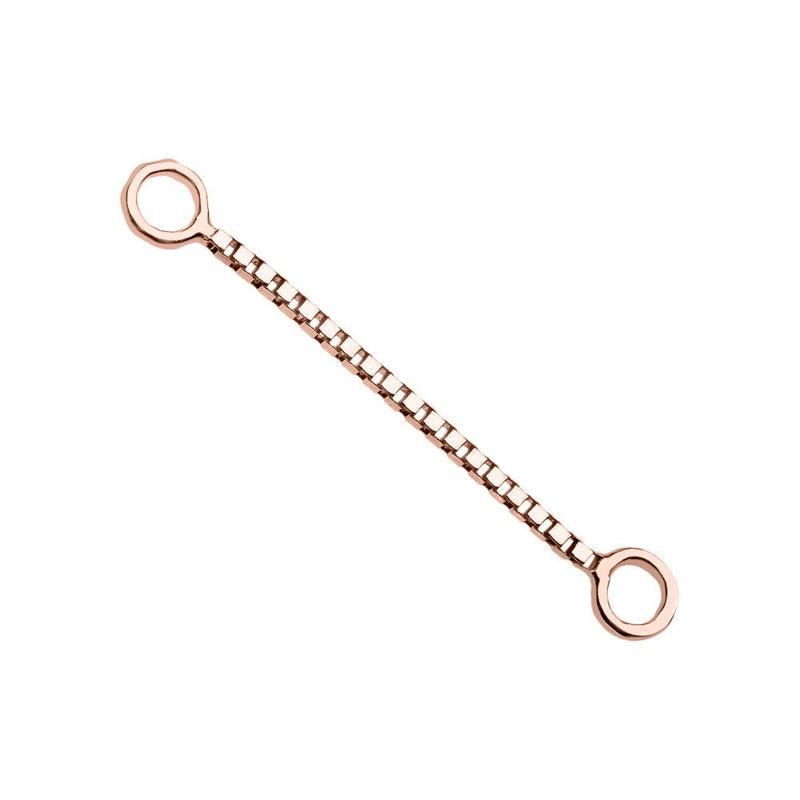 14k rose gold 16mm box chain piercing connector, mid-length option in warm blush gold tone