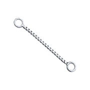 14k white gold 16mm box chain piercing connector mid-length option, diagonal product shot