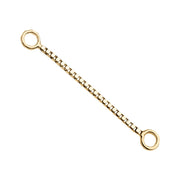 14k yellow gold 16mm box chain piercing connector, mid-length option, angled product shot