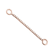 14k rose gold 18mm box chain piercing connector with longer reach between two polished ring ends