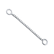 14k white gold 18mm box chain piercing connector, longer length with bright polished finish
