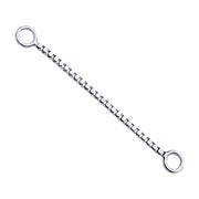 14k white gold 20mm box chain piercing connector showing extended span between piercing rings