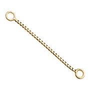 14k yellow gold 22mm box chain piercing connector with extended length, angled product view