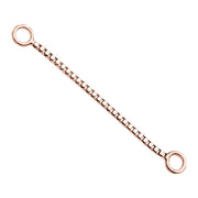 14k rose gold 22mm box chain piercing connector, long option showing warm pink gold box links