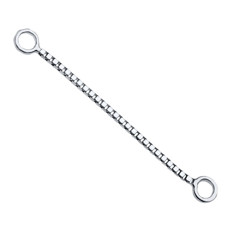 14k white gold 22mm box chain piercing connector with long elegant white gold box link chain