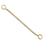 14k yellow gold 32mm box chain piercing connector, longest yellow gold length option shown