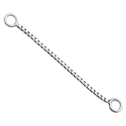 14k white gold 32mm box chain piercing connector, longest white gold length, angled product view