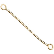 14k white gold 8mm box chain piercing connector with two ring ends, shortest white gold option