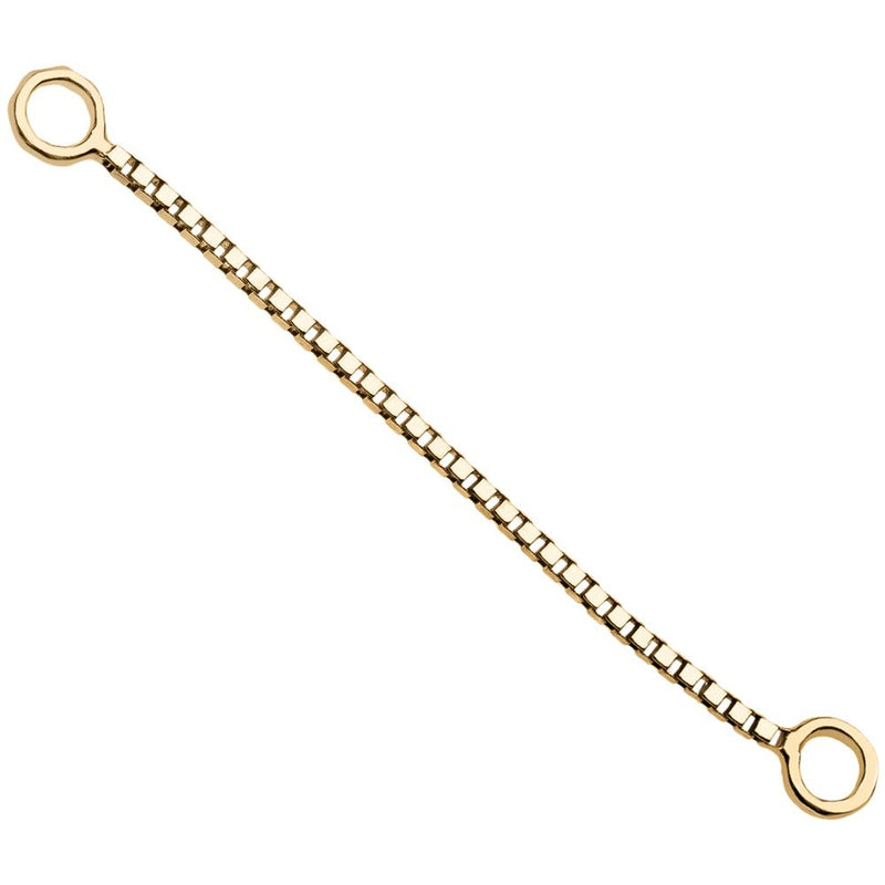 14k white gold 8mm box chain piercing connector with two ring ends, shortest white gold option