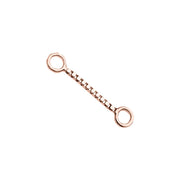 14k rose gold 10mm box chain piercing connector showing warm blush-toned polished box links