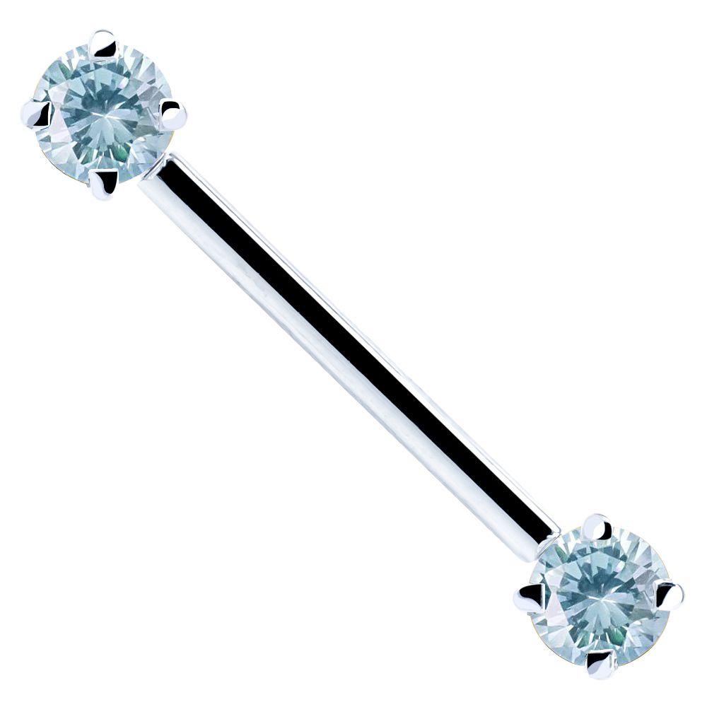 Round Gemstone 14K Gold Straight Barbell