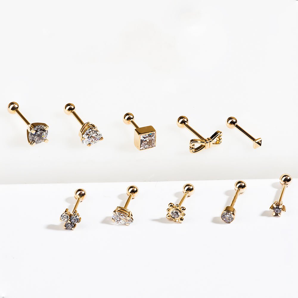 3mm Bezel-set Cubic Zirconia 14k Gold Cartilage Earring